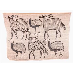 Vintage African Senufo Large Mid-Century Folk Art Mud Cloth Textile Art Painting